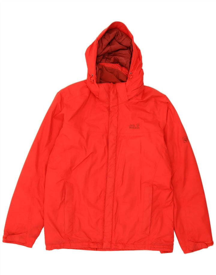 JACK WOLFSKIN Mens Hooded Windbreaker Jacket UK 42 XL Red Polyester Vintage Jack Wolfskin and Second-Hand Jack Wolfskin from Messina Hembry 