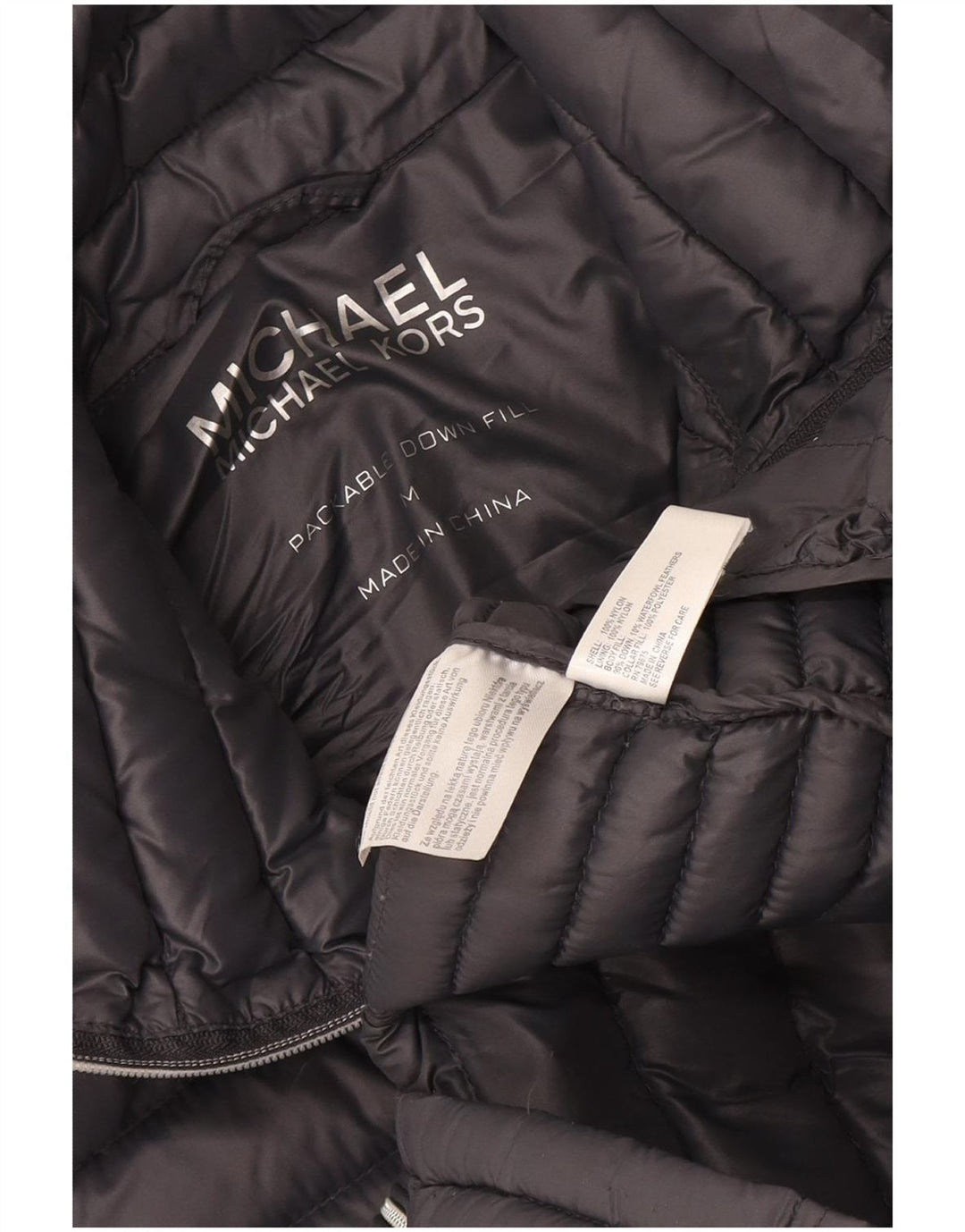 Michael Kors Damen Wattierte Jacke UK 14 Mittelgraues Nylon