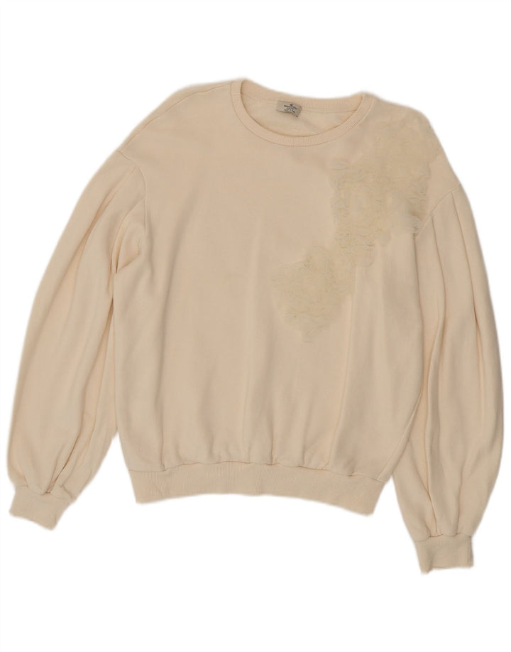Liu Jo Damen Sweatshirt Pullover UK 14 Medium Off White Floral