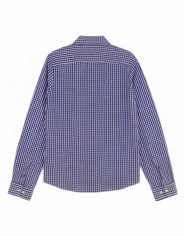 Hollister Herrenhemd aus mittelblauer Gingham-Baumwolle