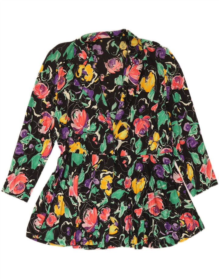 VINTAGE Damen Blazer Jacke UK 12 Medium Mehrfarbig geblümt