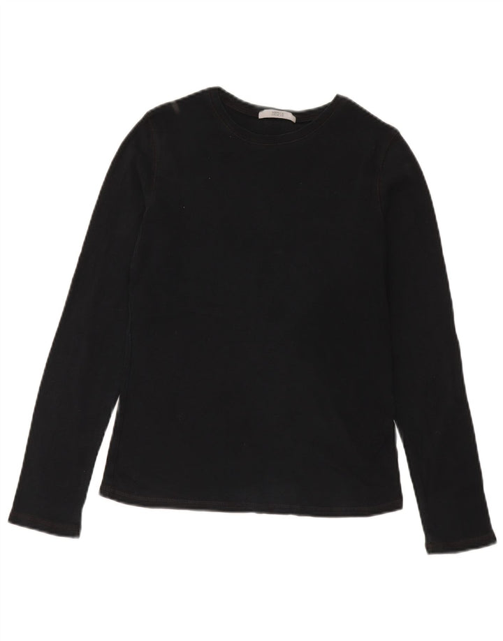 Marks & Spencer Damen Top Langarm UK 8 Small Schwarz Baumwolle