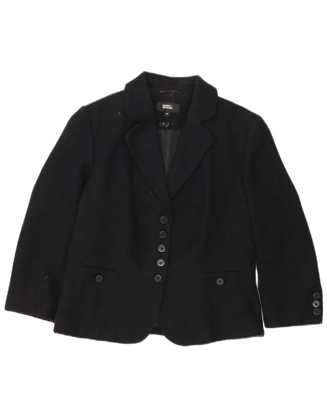 Marks & Spencer Damen-Blazerjacke mit 5 Knöpfen, UK 14, mittelschwarz, Polyester
