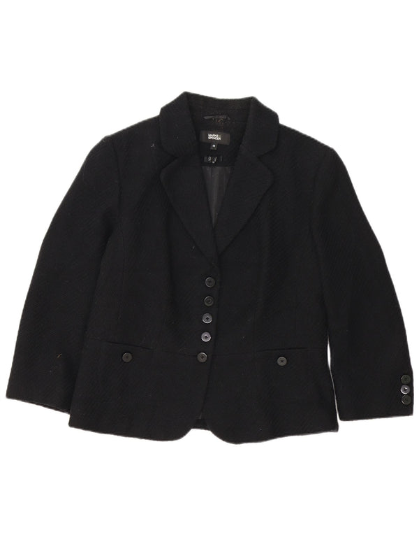 Marks & Spencer Damen-Blazerjacke mit 5 Knöpfen, UK 14, mittelschwarz, Polyester