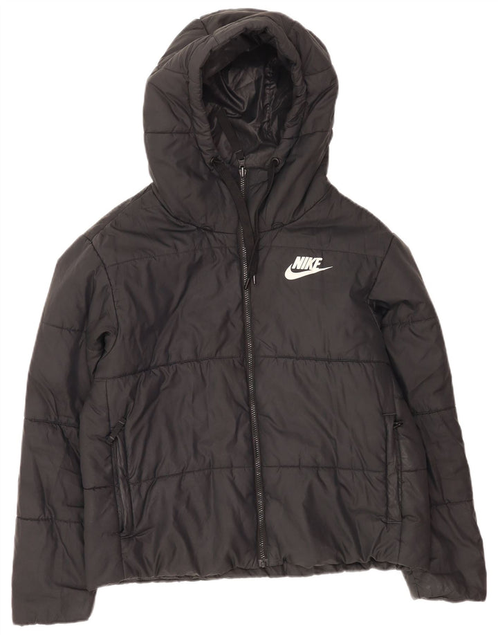 Nike Damen Kapuzenjacke, wendbar, gepolstert, UK 16, Größe L, Schwarz, Polyester