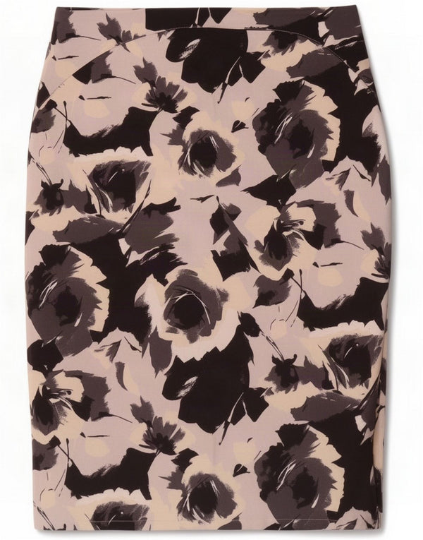 Zara Damen Bleistiftrock Medium W30 Schwarz geblümt