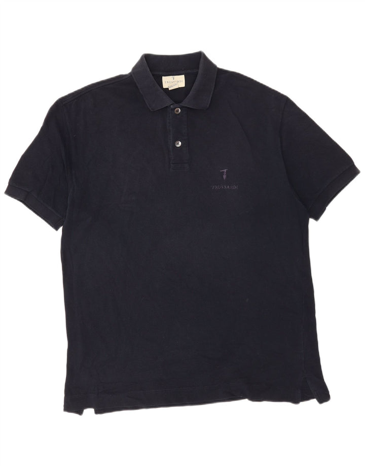 Trussardi Herren-Poloshirt, groß, marineblau, Baumwolle