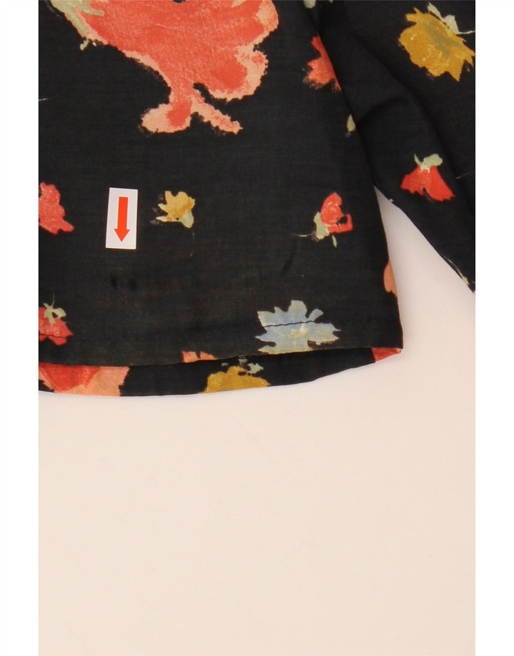 Vintage Damen A-Linie Kleid UK 8 Small Schwarz geblümt