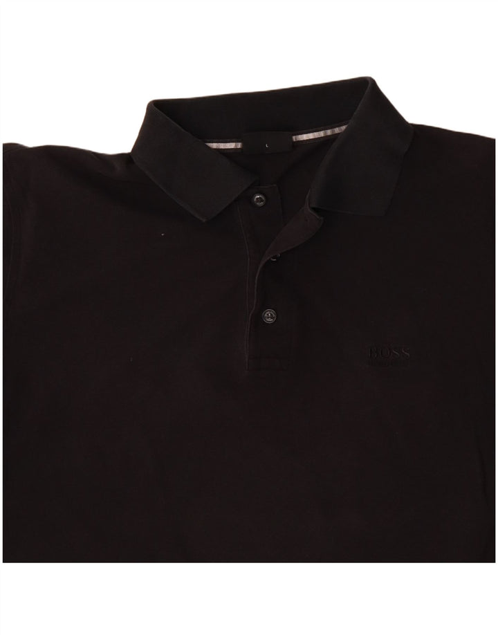 HUGO BOSS Herren Poloshirt Große schwarze Baumwolle