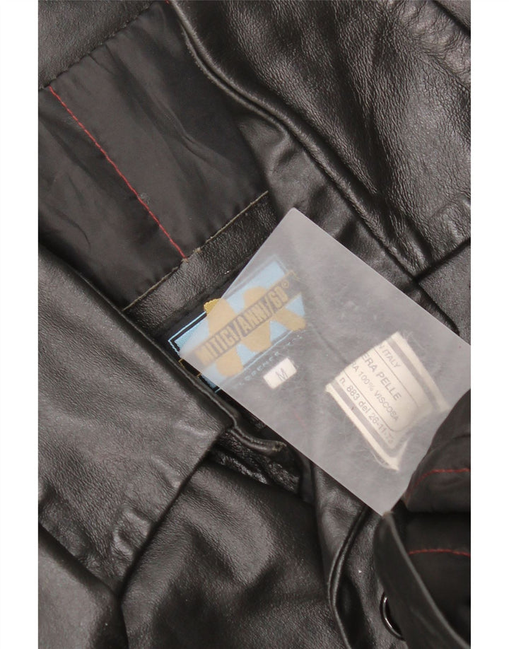 Mitici Anni Herren Lederjacke UK 38 Mittelschwarzes Leder
