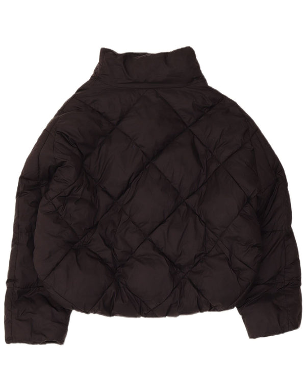 Zara Damen Crop Oversized Wattierte Jacke UK 14 Medium Schwarz Polyester