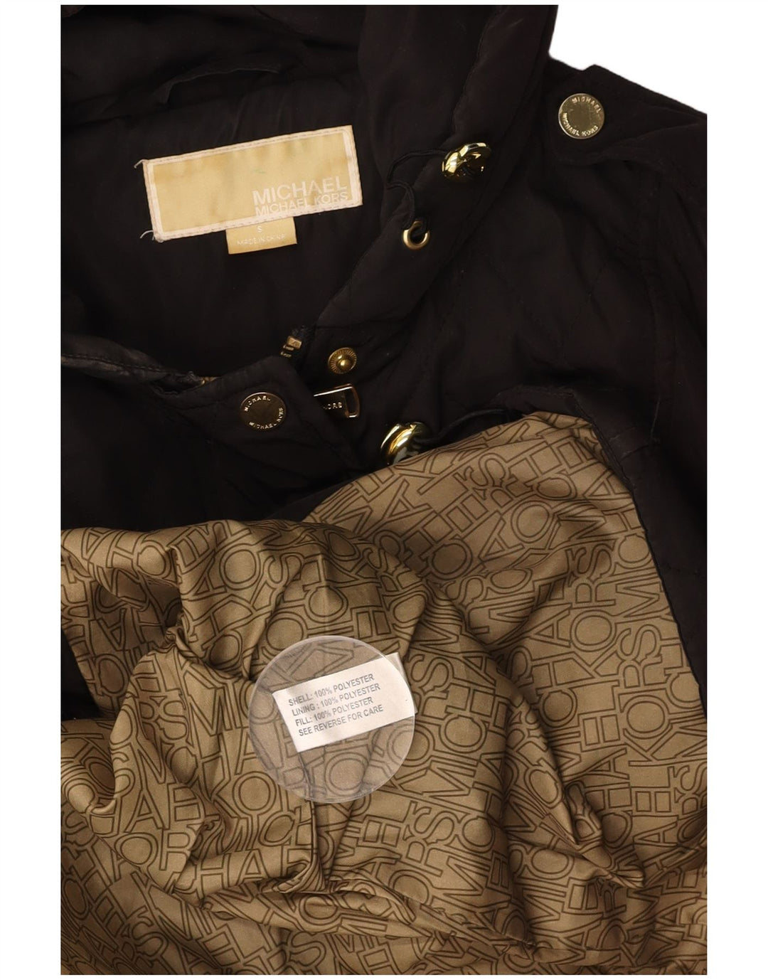 MICHAEL KORS Damen Steppjacke mit lockerer Passform und Kapuze, Gr. 10, Schwarz
