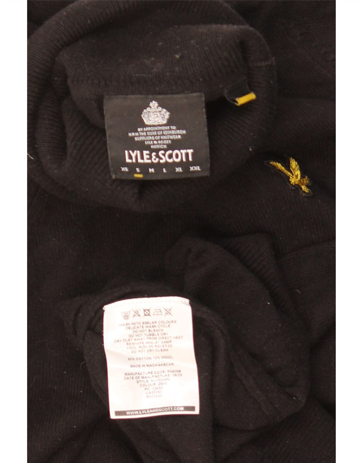 LYLE & SCOTT Herren-Pullover mit Rollkragen, Größe S, schwarze Baumwolle