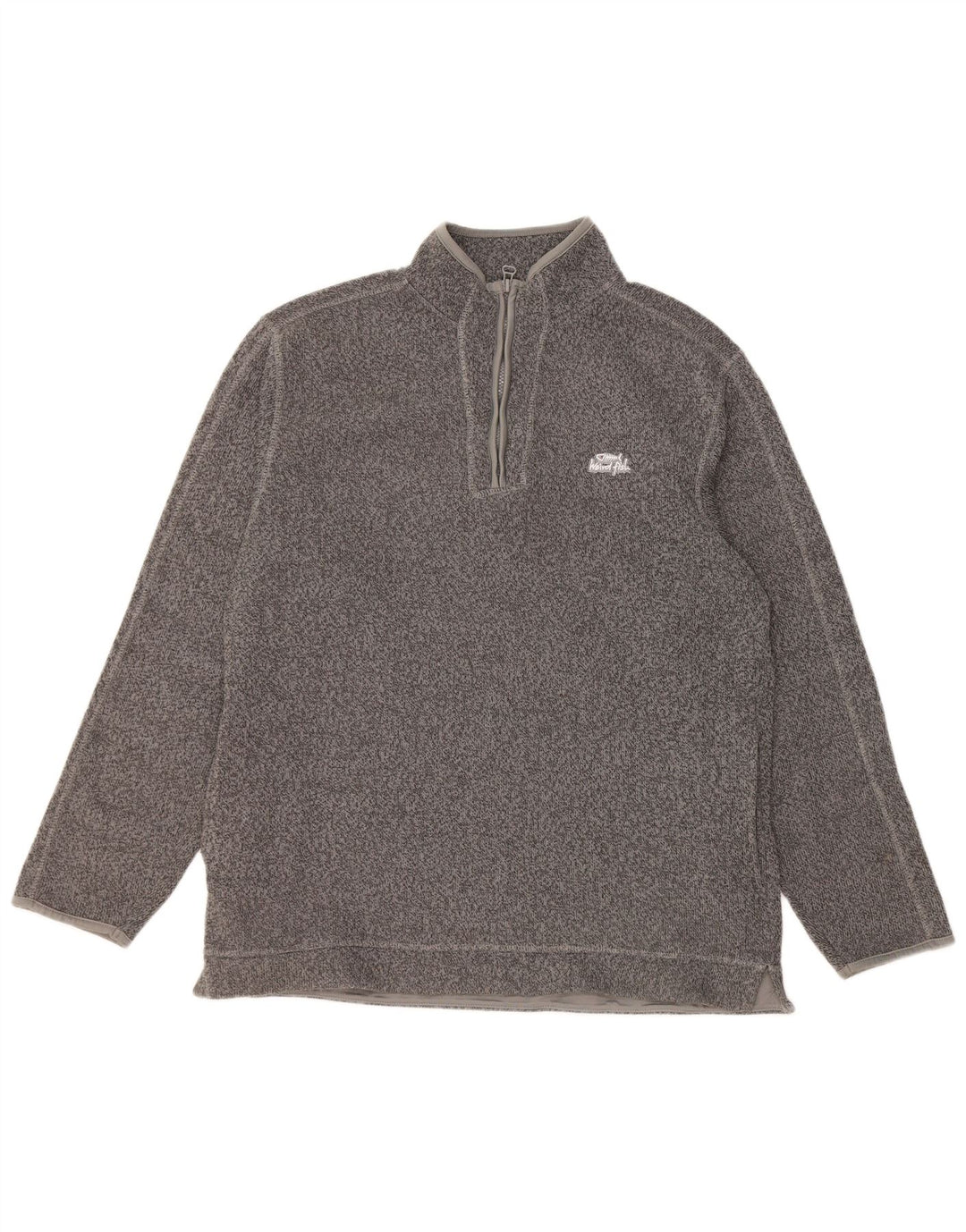 Weird Fish Herren-Sweatshirt mit Reißverschluss am Hals, großes, grau meliertes Polyester