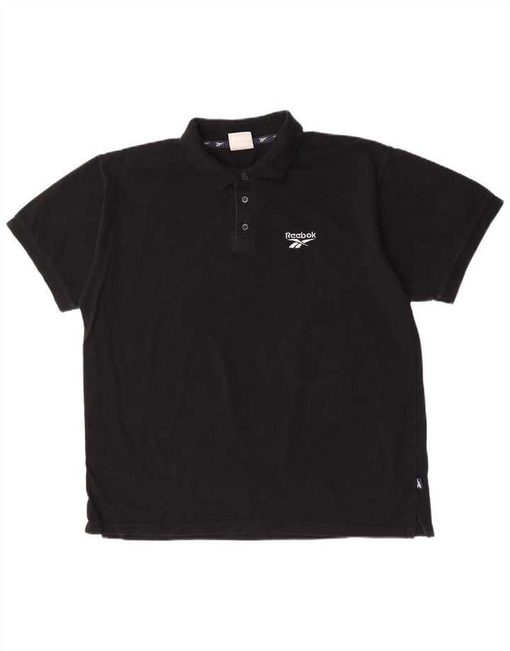 Reebok Herren-Poloshirt, groß, schwarze Baumwolle