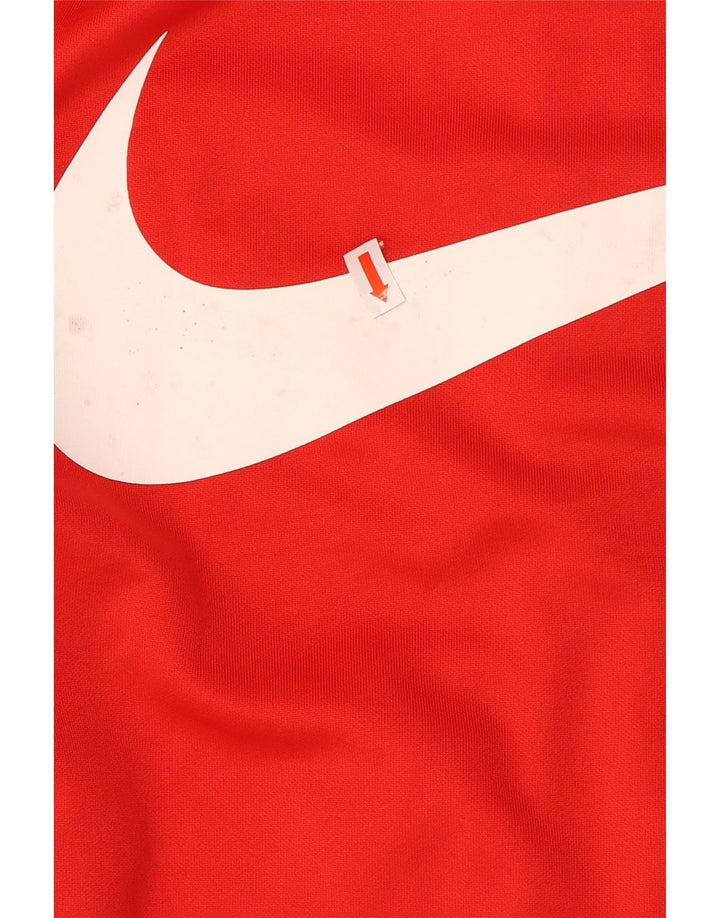 Nike Herren-Trainingsanzugoberteil mit Swoosh-Grafik, Größe S, Rot, Farbblock