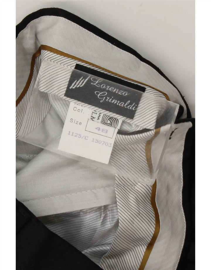 Vintage Herren-Anzughose mit Klammern, Größe 48, mittelgroß, W32, L34, schwarze Wolle