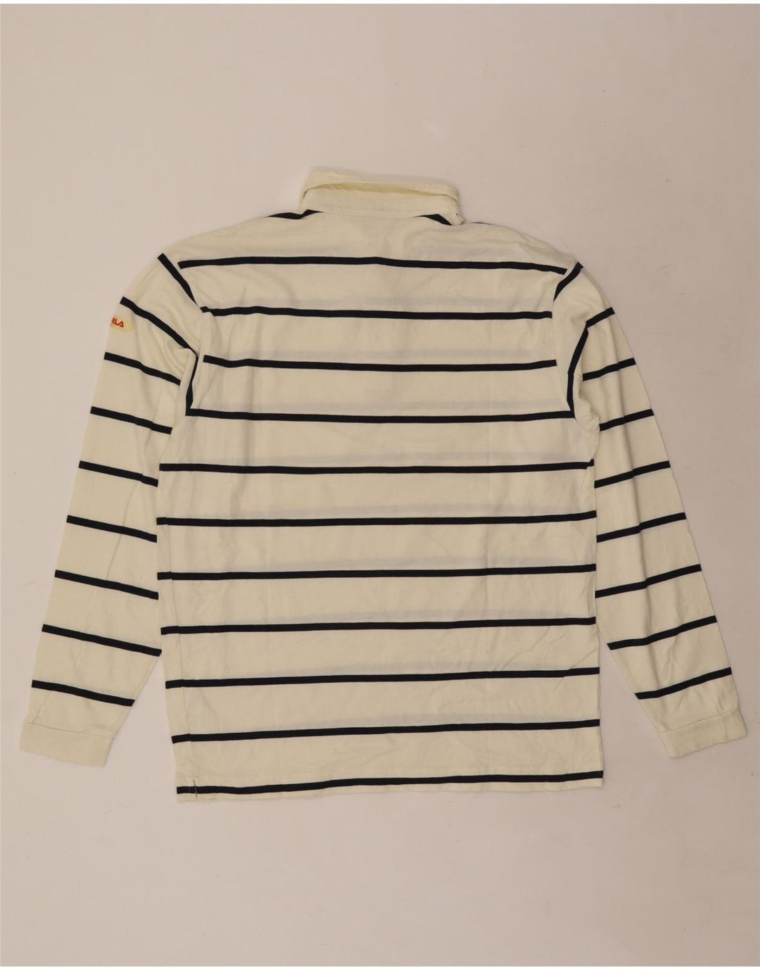 Fila Herren-Langarm-Poloshirt aus mittelgrauer, gestreifter Baumwolle
