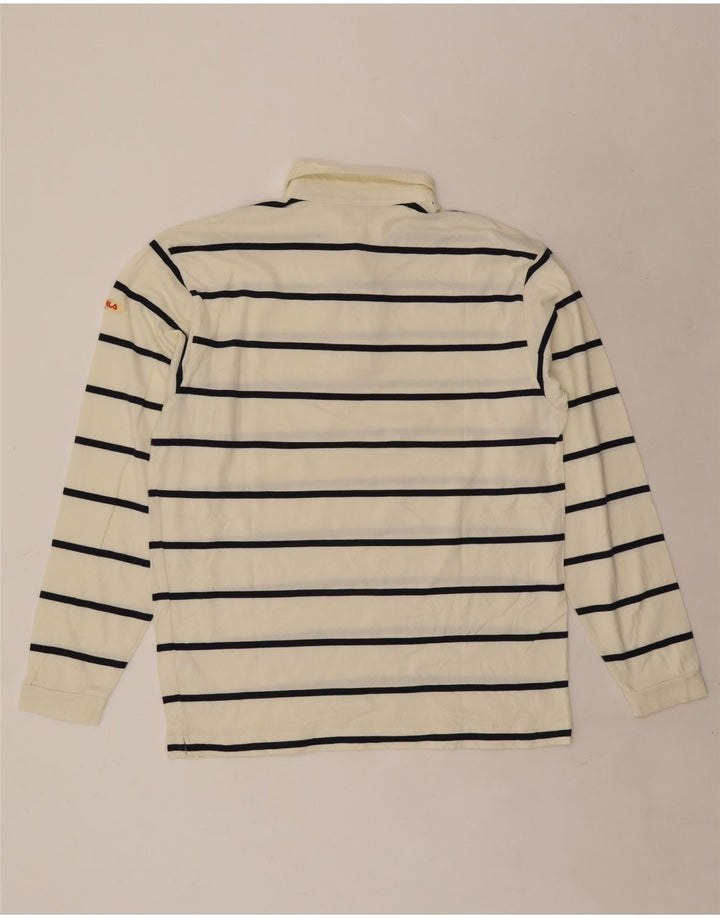 Fila Herren-Langarm-Poloshirt aus mittelgrauer, gestreifter Baumwolle