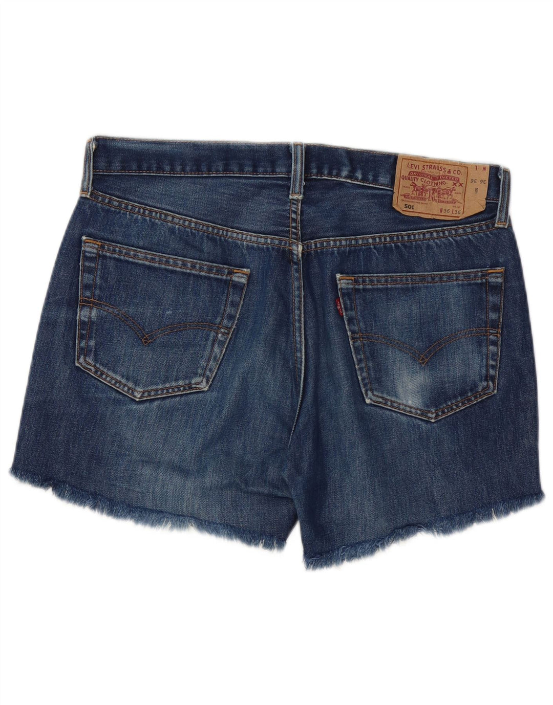 LEVI'S Damen 501 Distressed Denim Shorts W36 XL Blaue Baumwolle