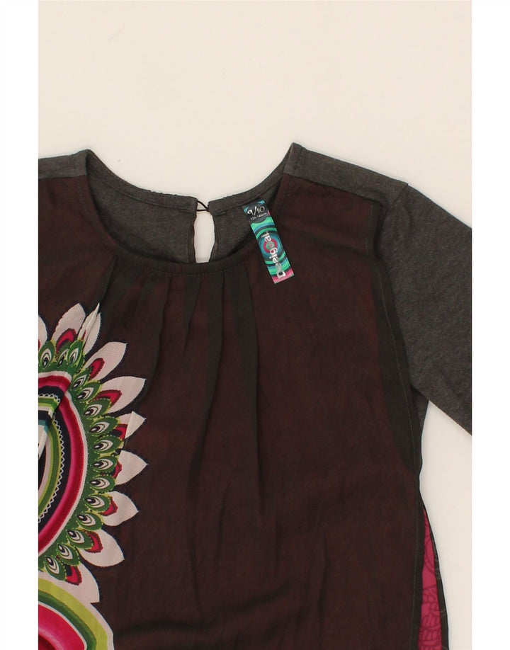DESIGUAL Girls Long Sleeve Tent Dress 9-10 Years Grey Patchwork Vintage Desigual and Second-Hand Desigual from Messina Hembry 