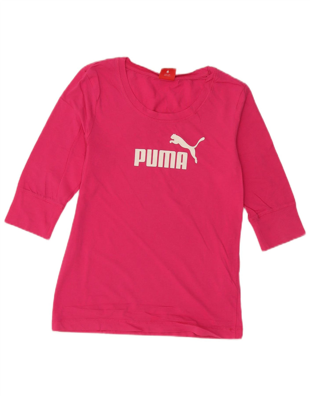 Puma Womens Graphic Top 3/4 Ärmel UK 12 Mittelrosa Baumwolle