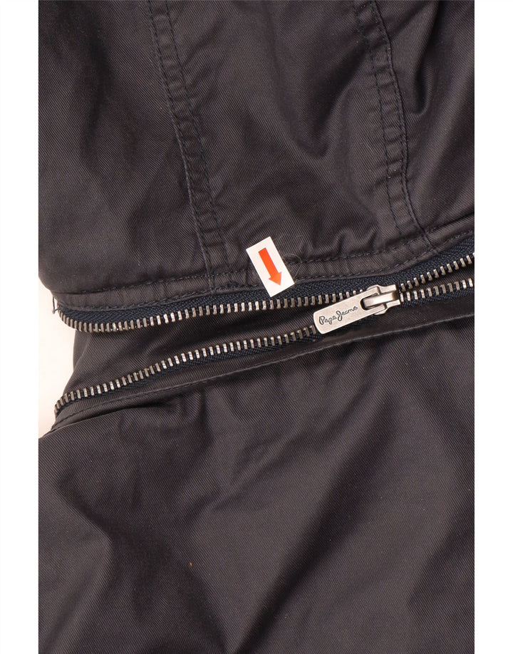 PEPE Jeans Wattierte Damenjacke mit Kapuze, UK 14, mittelmarineblaue Baumwolle