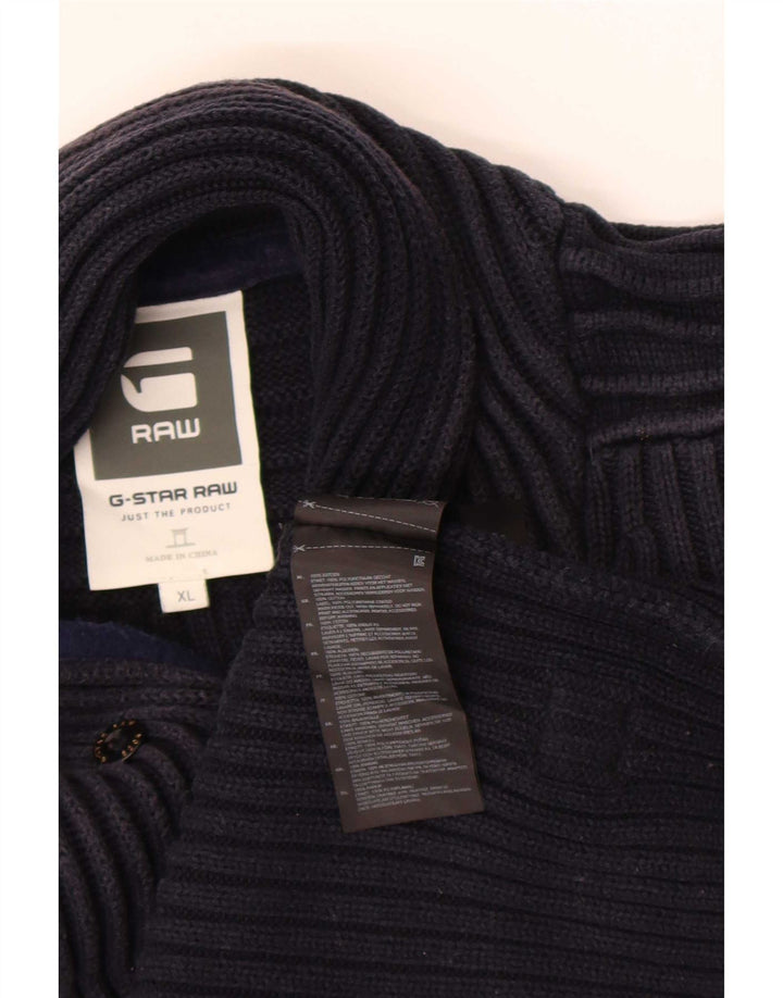 G-Star Herren-Pullover mit Knopfkragen, XL, marineblau, Baumwolle