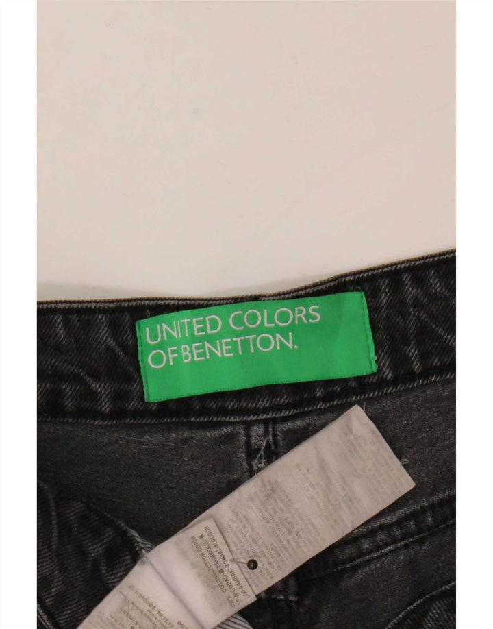 Benetton Damen Tapered Jeans W30 L27 Graue Baumwolle