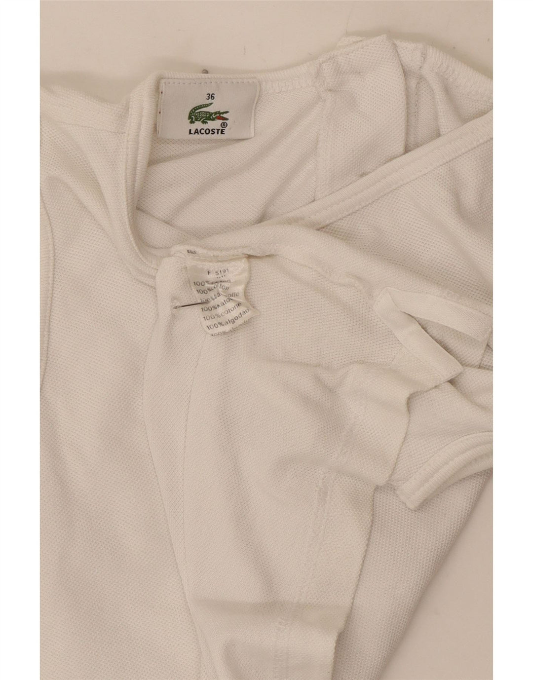 Lacoste Damen Crop Vest Top Größe 36 Small Weiße Baumwolle