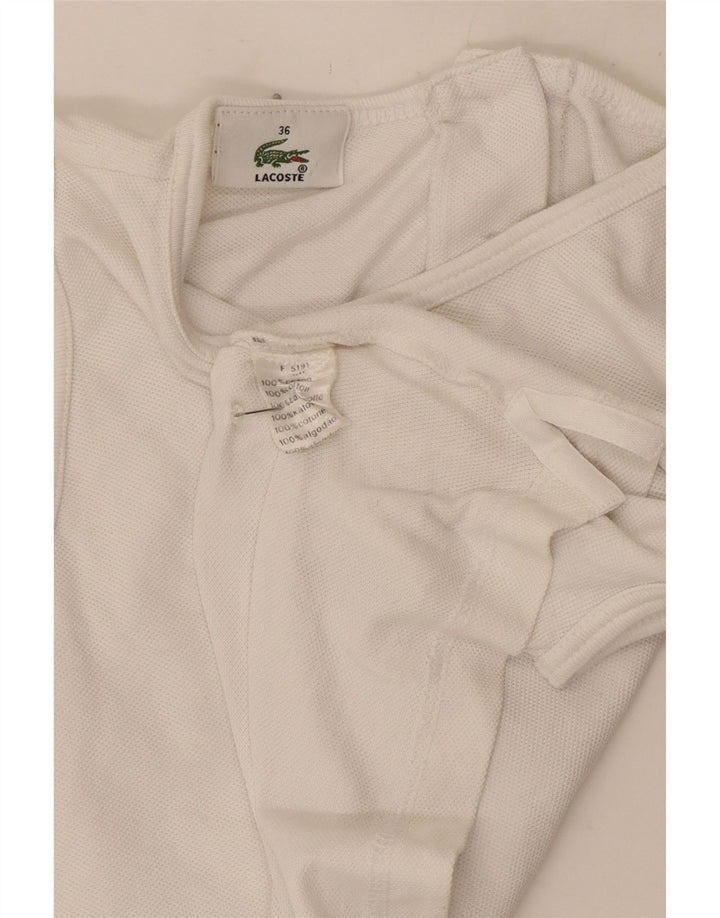 Lacoste Damen Crop Vest Top Größe 36 Small Weiße Baumwolle