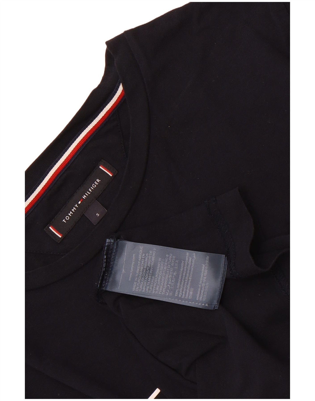 Tommy Hilfiger Herren-T-Shirt mit Grafik, Größe S, schwarze Baumwolle