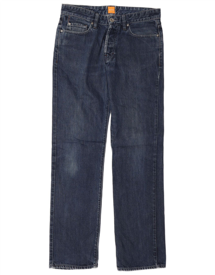 Hugo Boss Herren Straight Jeans W31 L34 Blaue Baumwolle