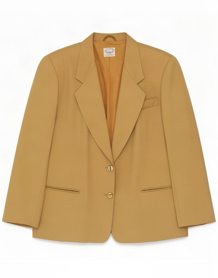Vintage Damen 2-Knopf-Blazerjacke IT 46 Large Beige