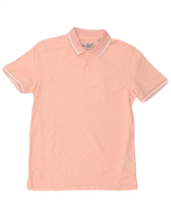 Penguin Herren-Poloshirt, klein, rosa, gestreift, Baumwolle