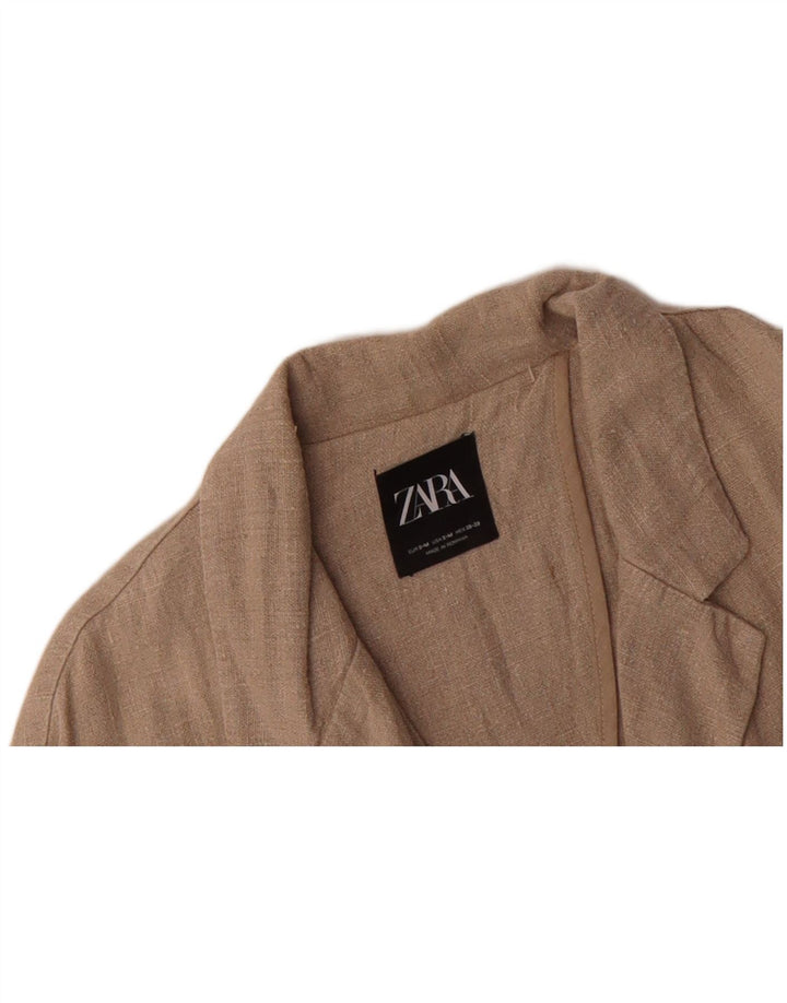 ZARA Womens Oversized Double Breasted Coat UK 10 Small Beige