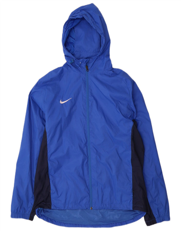 Nike Herren-Regenjacke mit Kapuze, UK 38, mittelblaues Colourblock-Nylon