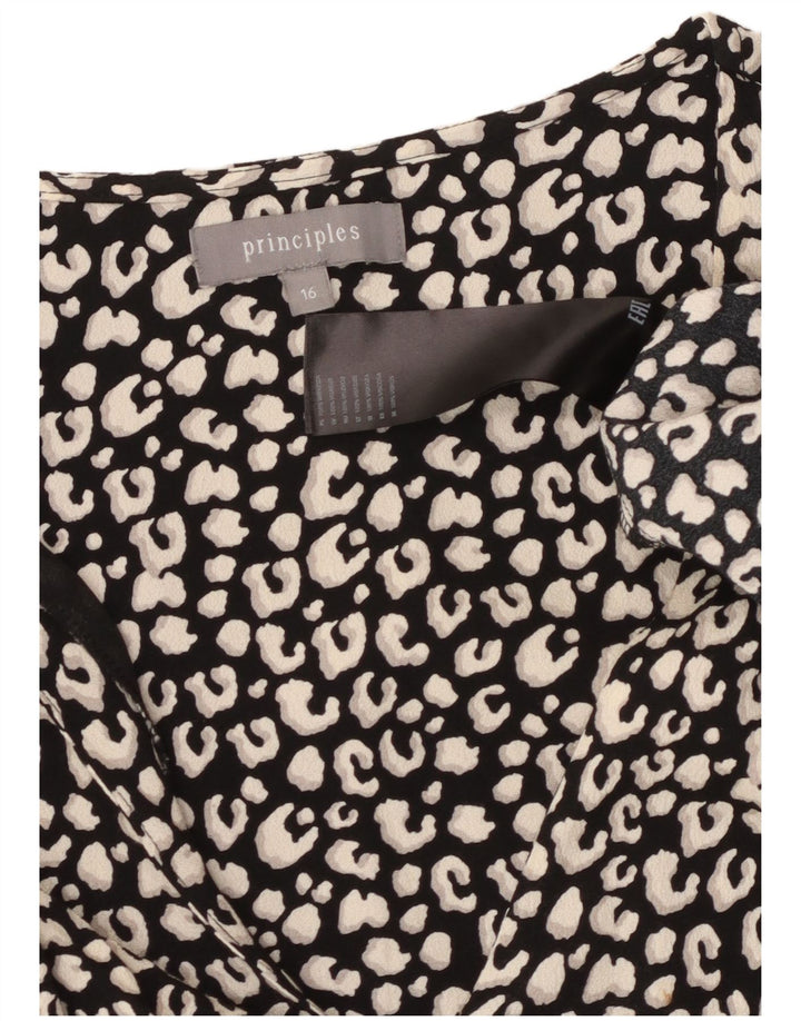 PRINCIPLES Damen-Stufenkleid mit 3/4-Ärmeln, UK-Größe 46, großes schwarzes Tiermuster