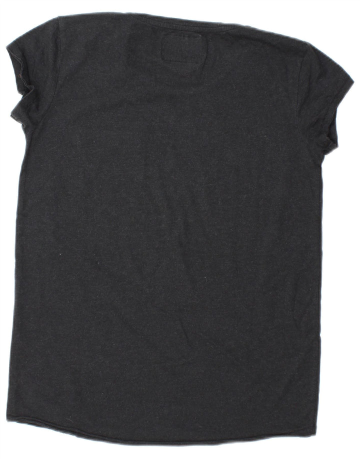 SUPERDRY Damen T-Shirt Top UK 12 Mittelschwarze Baumwolle