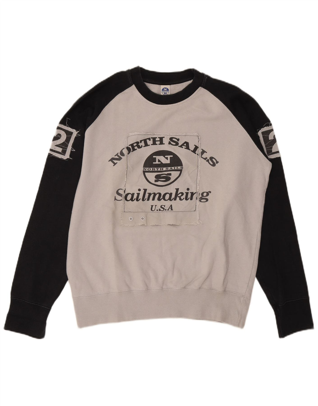 North Sails Herren-Sweatshirt mit Grafik, mittelgraue Colourblock-Baumwolle