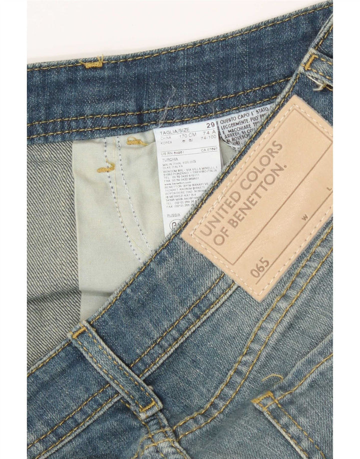 Benetton Damen Bootcut Jeans W29 L27 Blaue Baumwolle