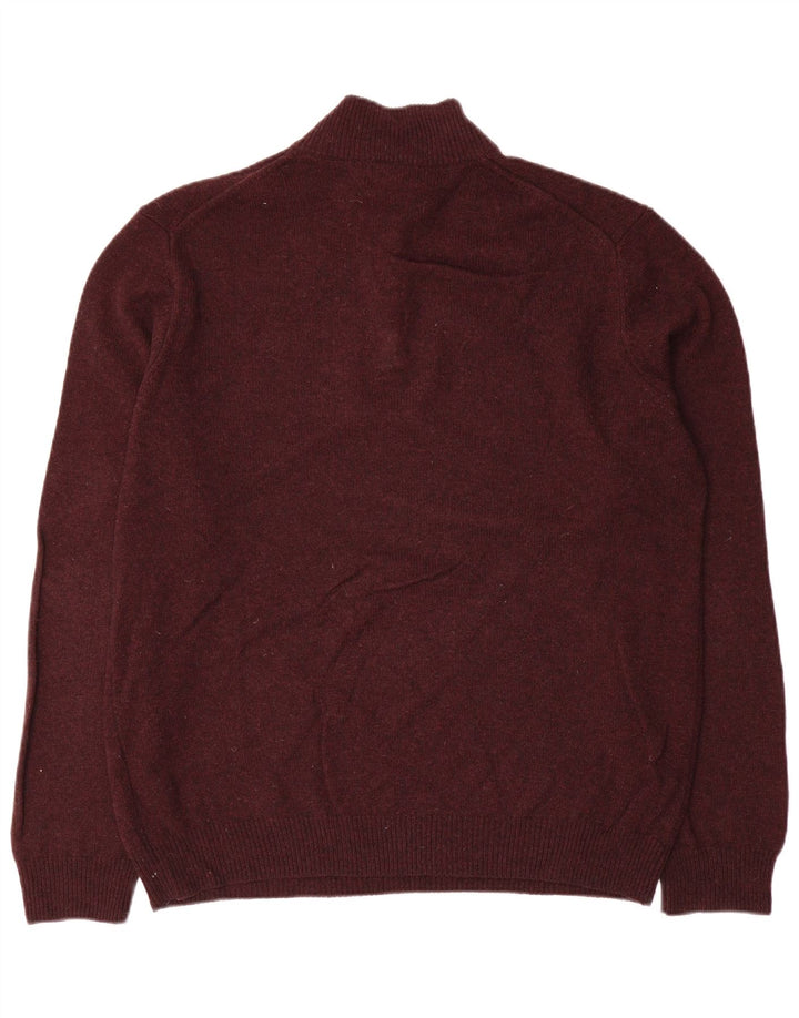 Marks & Spencer Herren-Pullover mit Reißverschluss am Hals, große burgunderrote Wolle