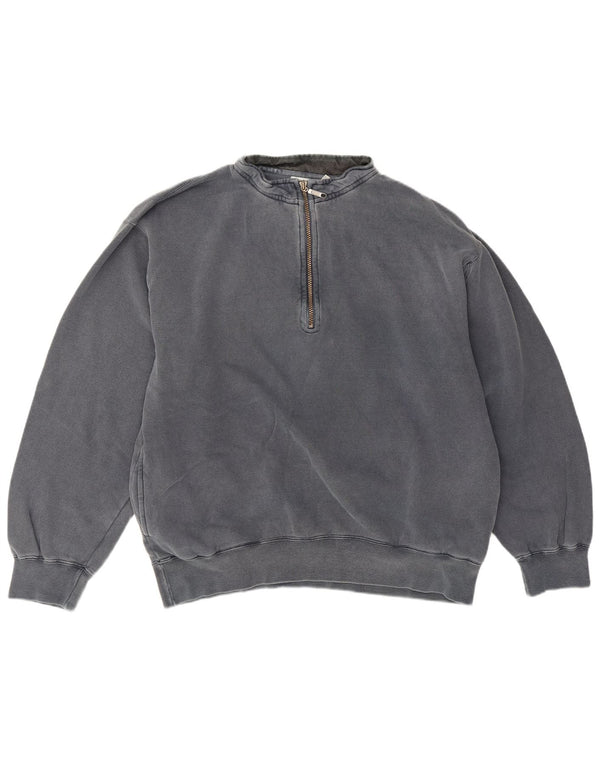 Orvis Herren-Sweatshirt mit Reißverschluss am Hals, groß, aus grauer Baumwolle