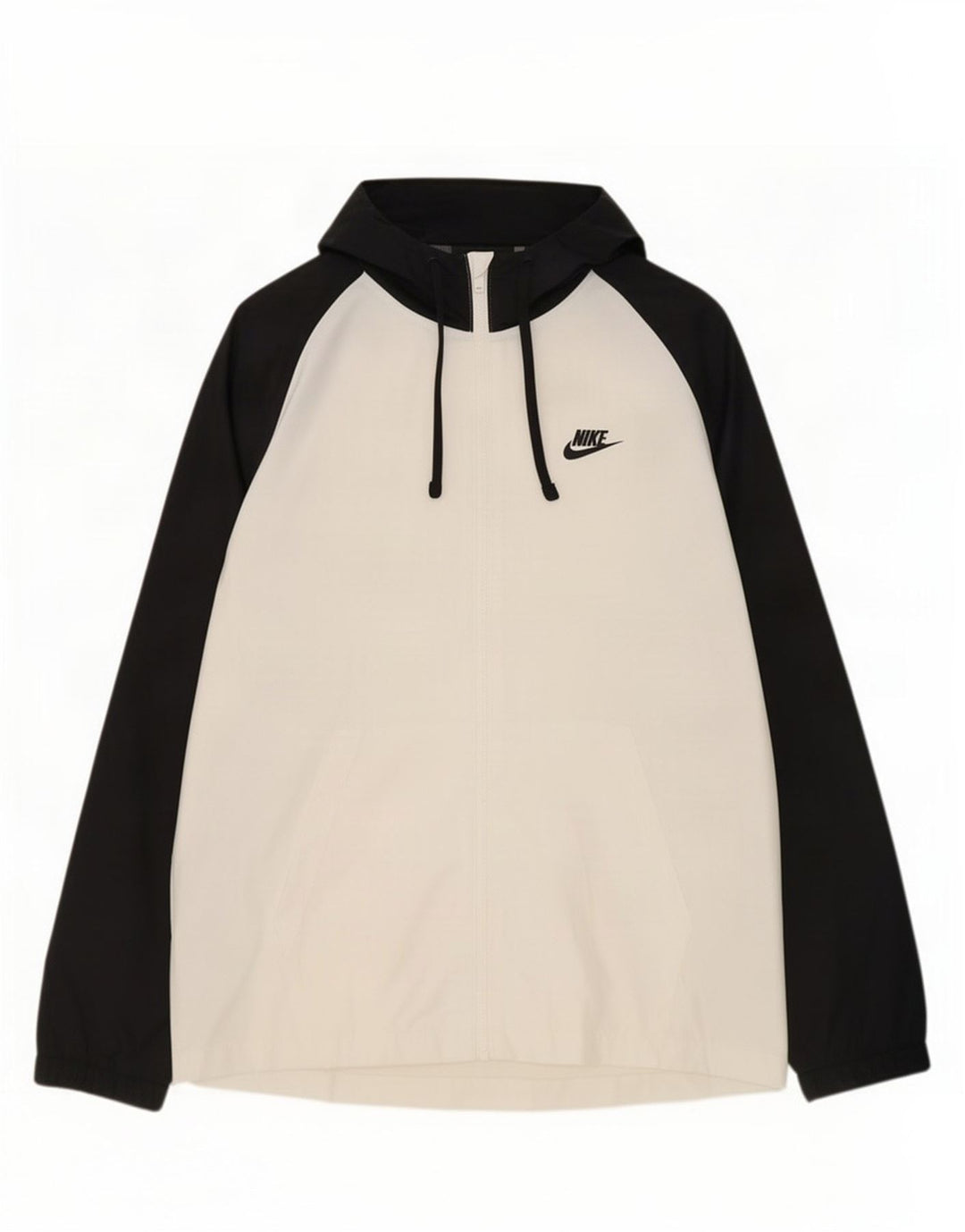Nike Herren-Trainingsanzug mit Kapuze, große Jacke, weißes Farbblock-Polyester