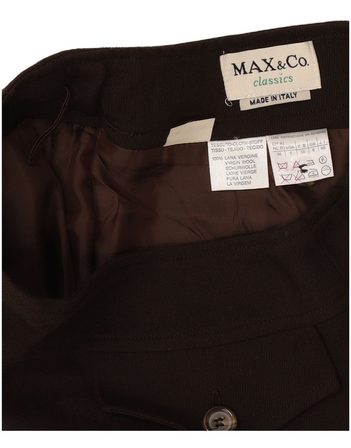 Max & Co. Damen Minirock UK 8 Small W26 Braune Schurwolle