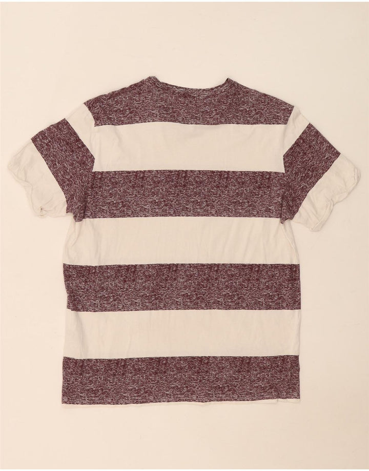 Jack & Jones Herren-T-Shirt-Oberteil aus mittelweißer, gestreifter Baumwolle