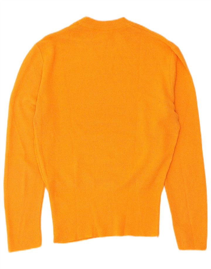 Vintage Damen Pullover mit Rundhalsausschnitt IT 46 Groß Orange gestreift