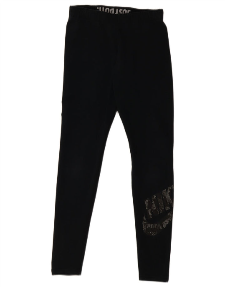 Nike Womens Graphic Leggings UK 10 Small Schwarz Baumwolle