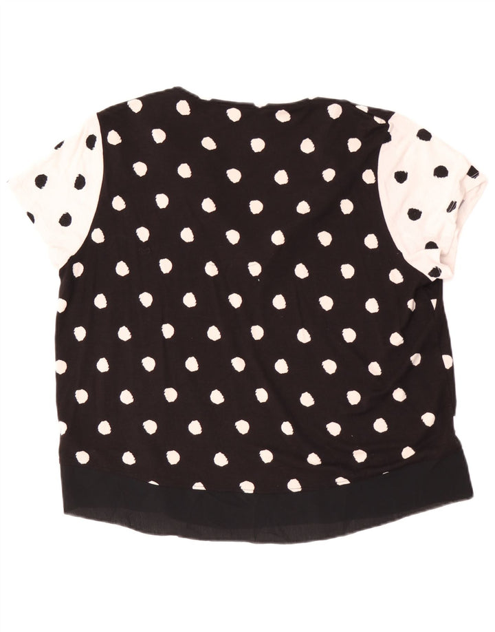 Marks & Spencer Damen-Blusenoberteil, UK-Größe 44, Größe L, schwarze Viskose mit Punkten