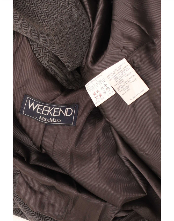 Max Mara Damen-Wochenende-Blazer-Jacke, UK 16, großes graues Chevron